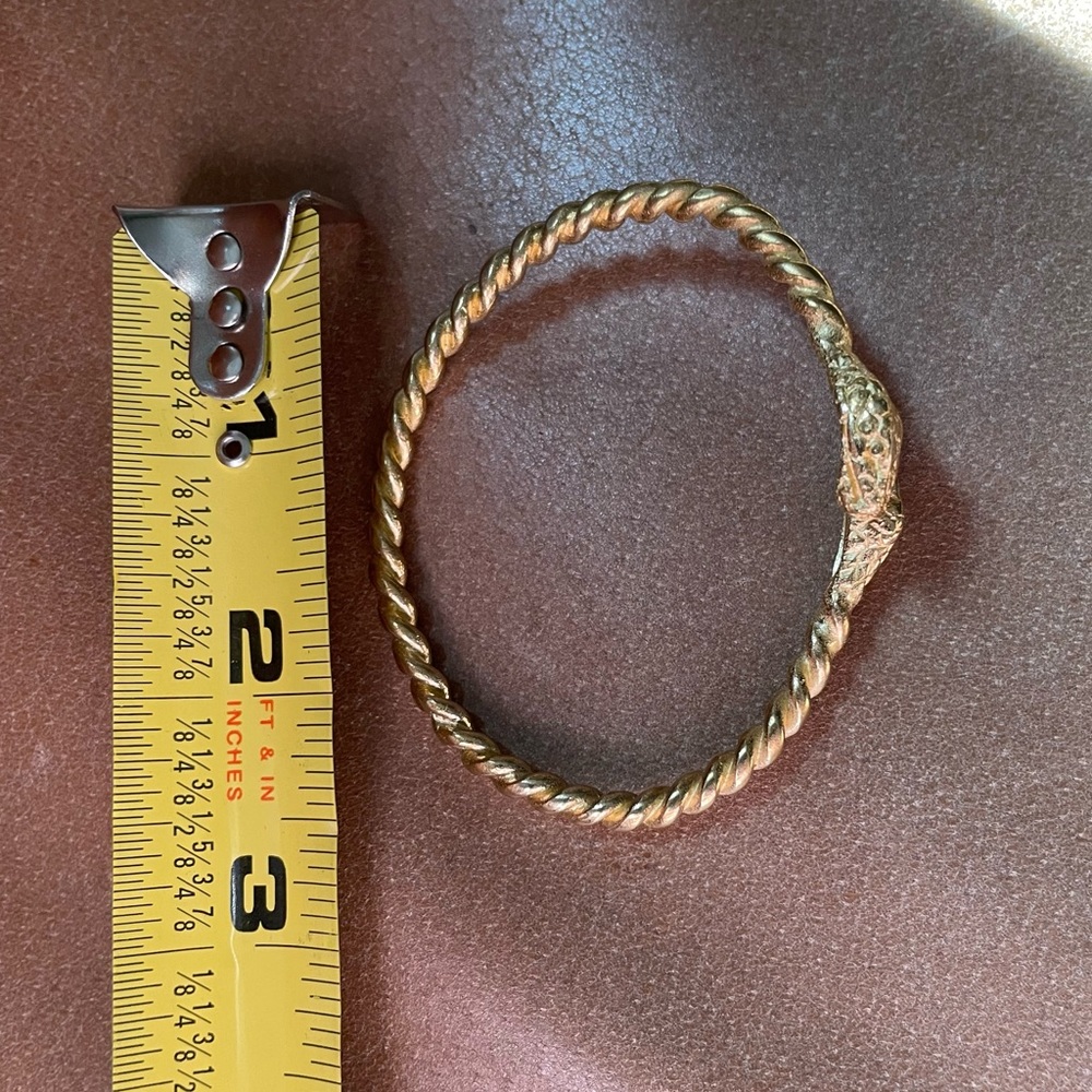 Solid Brass Braided Two Headed Snake Cuff Bangle … - image 6